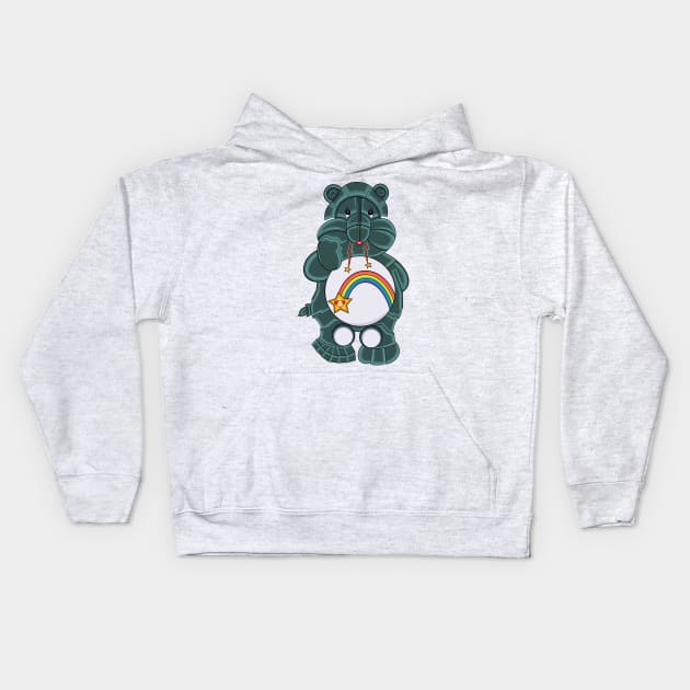 mecha cyborg green care bear Kids Hoodie by ryroxtoons